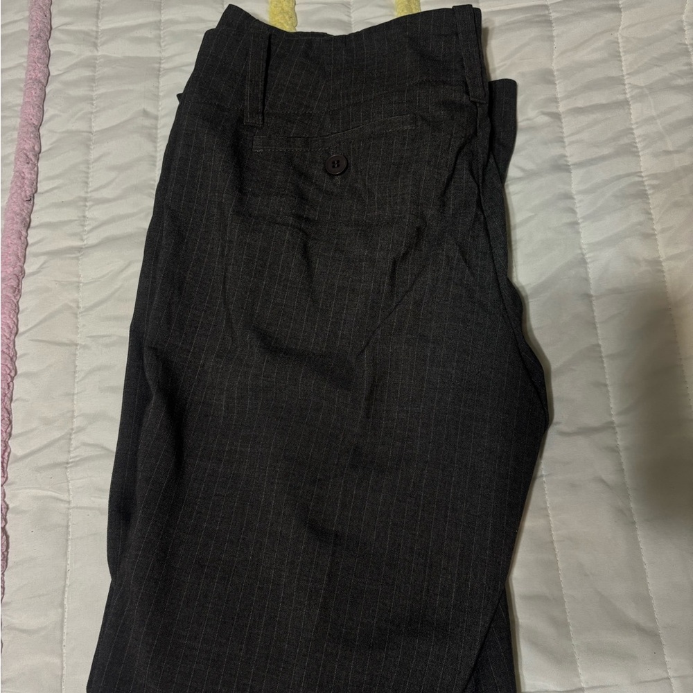 New York & Company Dark Charcoal Pinstripe Wide Leg Pants